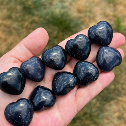 1" Mini Blue Goldstone Heart