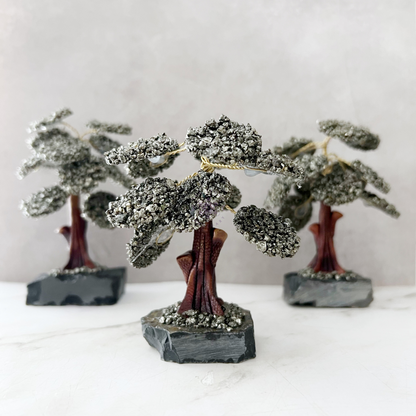 4.5" Pyrite Crystal Tree w/ Black Onyx Base