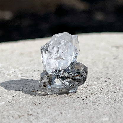 .72" Raw Herkimer Diamond Cluster with Hydrocarbon Anthraxolite