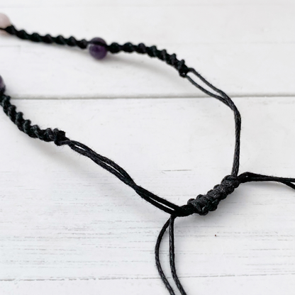 Amethyst Crystal Point Net Cord Necklace