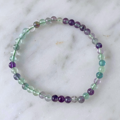 4mm Rainbow Fluorite Beaded Bracelet