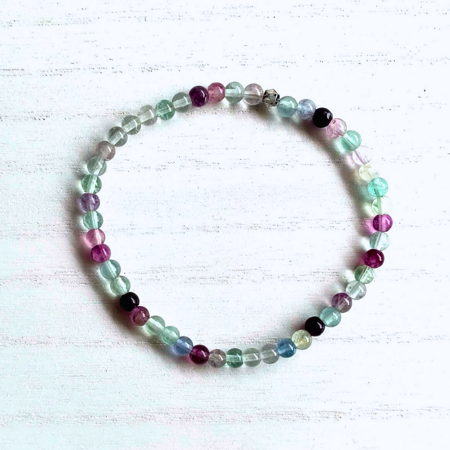 4mm Rainbow Fluorite Beaded Bracelet