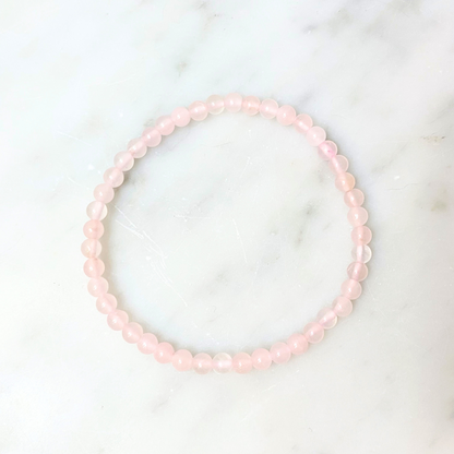 4mm Rose Quartz Beaded Bracelet