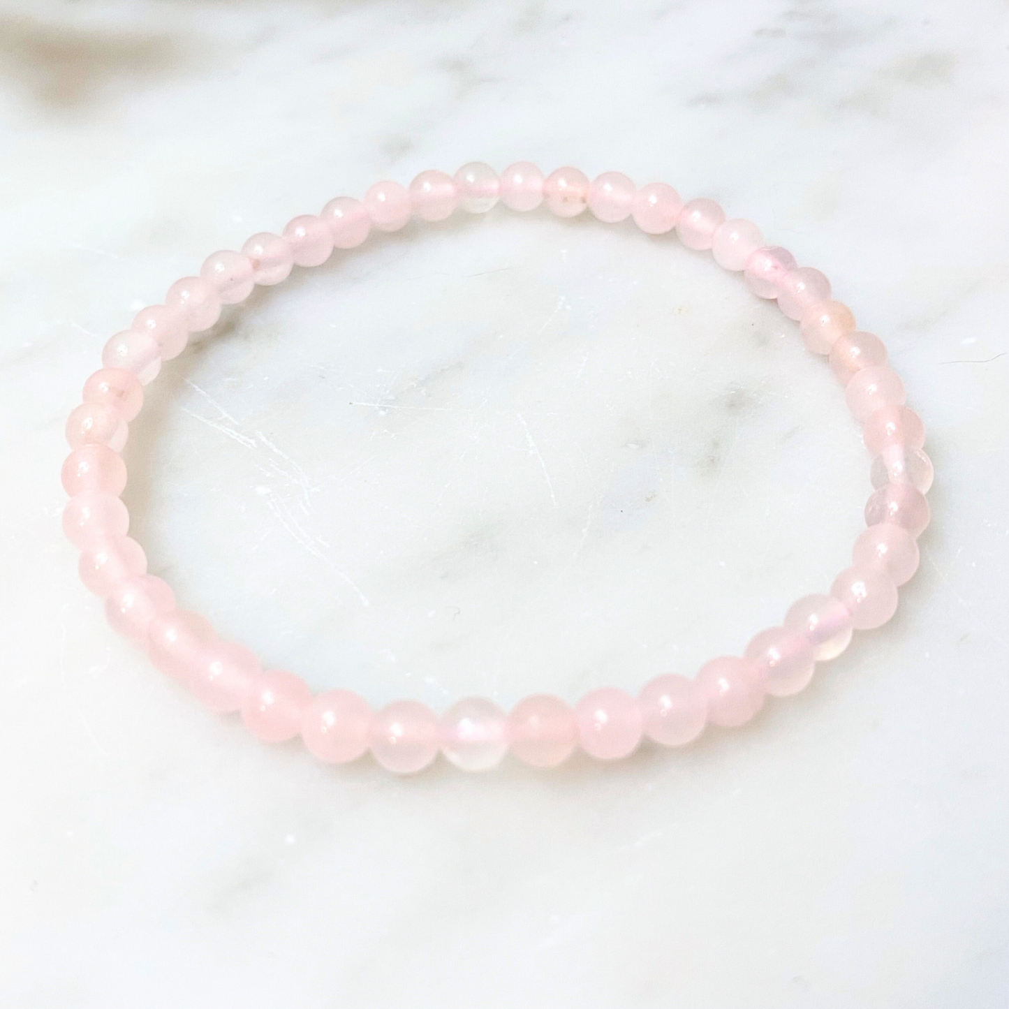 4mm Rose Quartz Beaded Bracelet