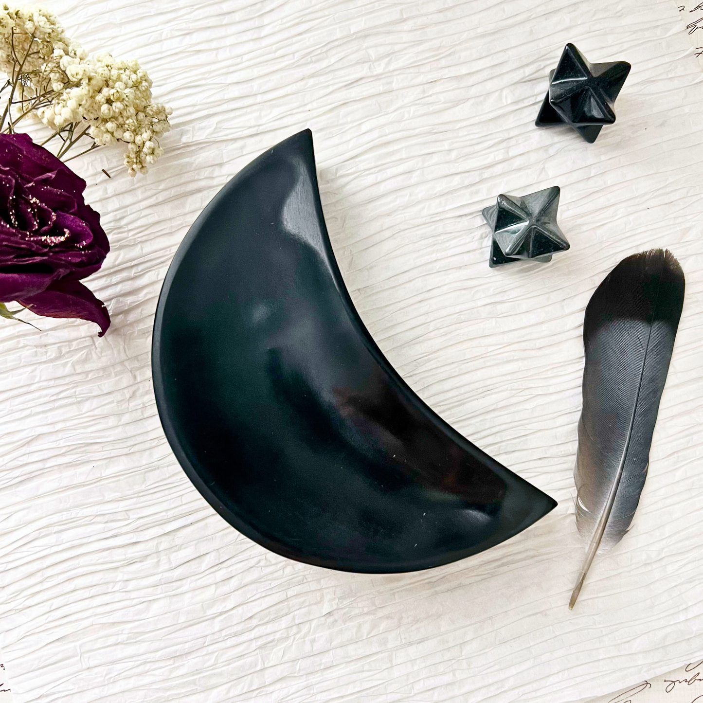 6" Black Soapstone Moon Bowl