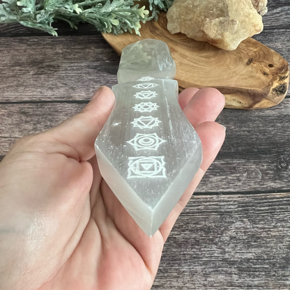 8" Selenite Chakra Athame