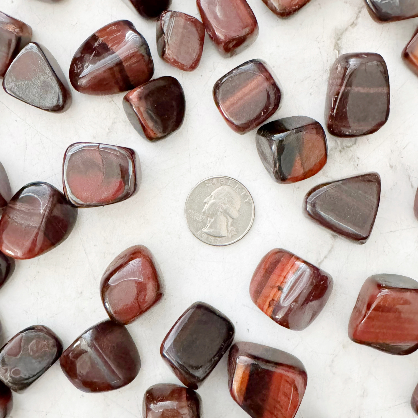 Red Tigers Eye Tumbled Stones