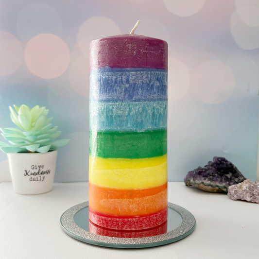 7 Layer Chakra Unscented Pillar Candle