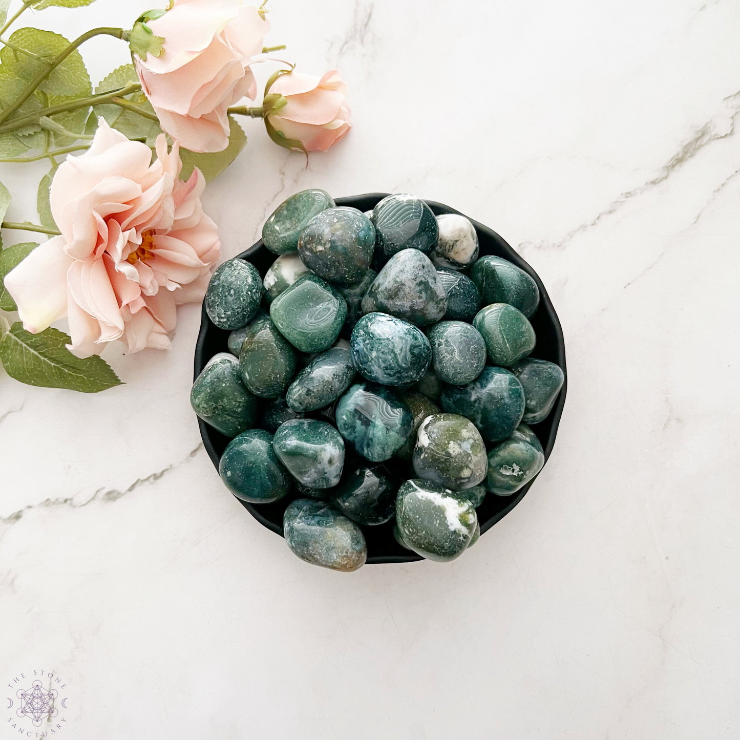 Green Moss Agate Tumbled Stones