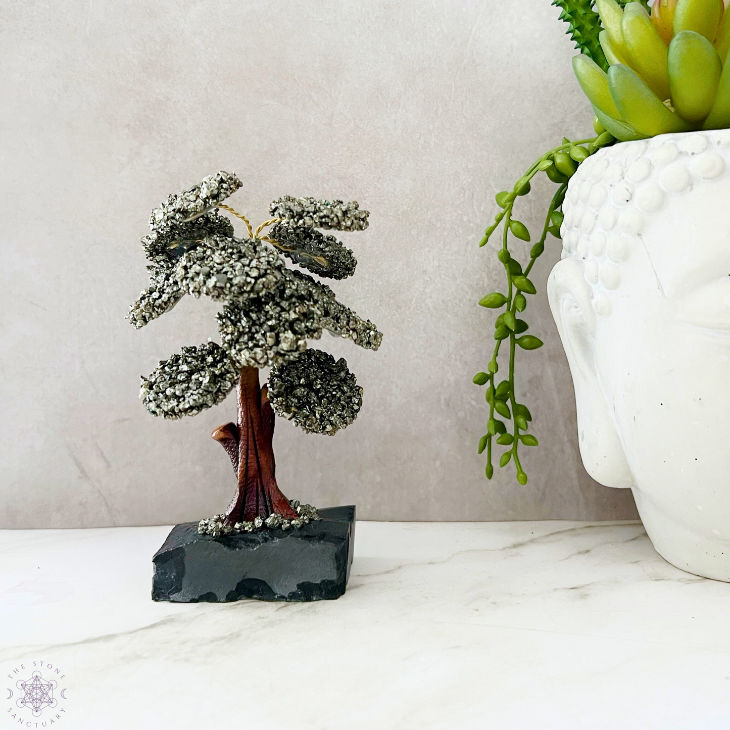 4.5" Pyrite Crystal Tree w/ Black Onyx Base