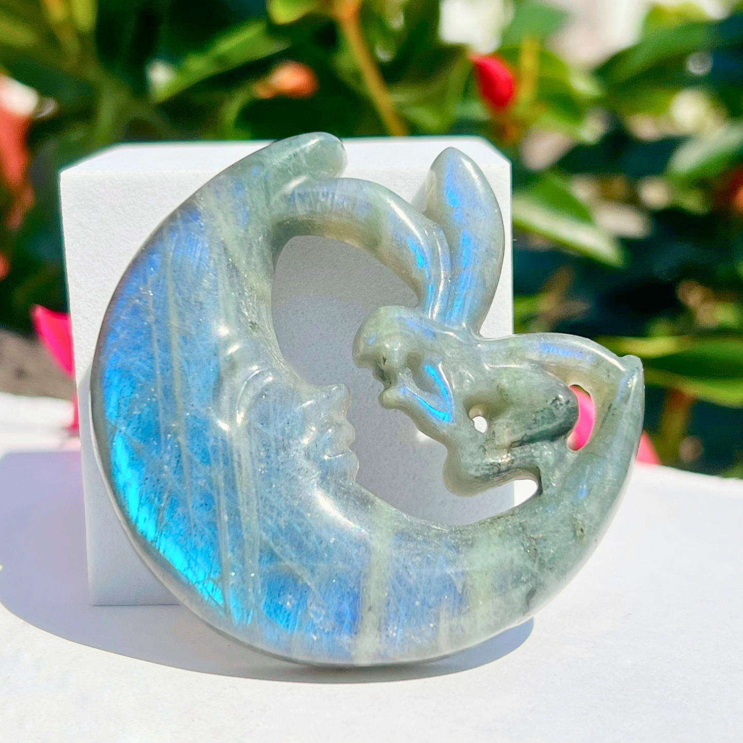 Labradorite Fairy Moon Carving