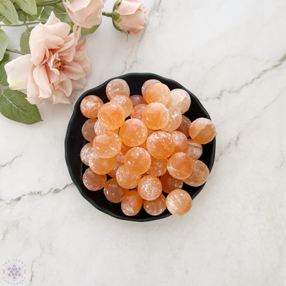 Orange Selenite Tumbled Sphere Stones