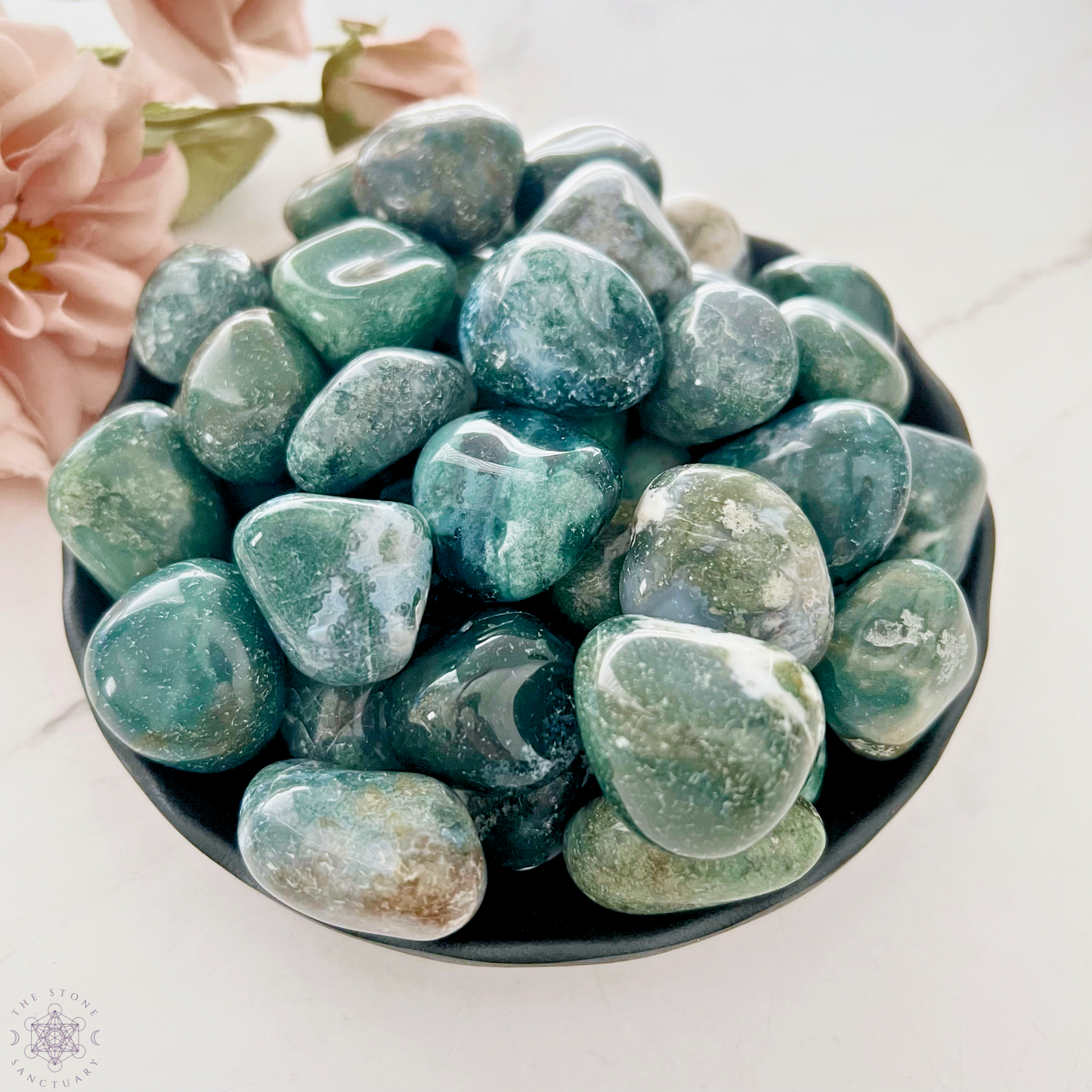 Green Moss Agate Tumbled Stones