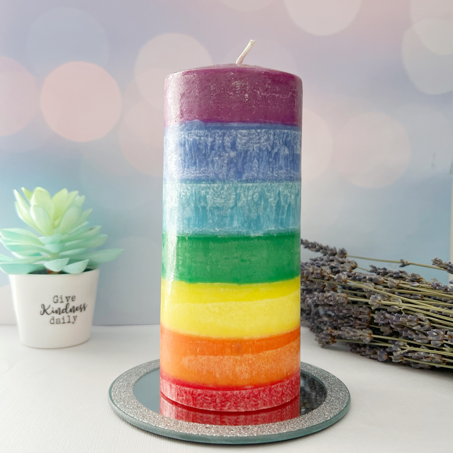 7 Layer Chakra Unscented Pillar Candle