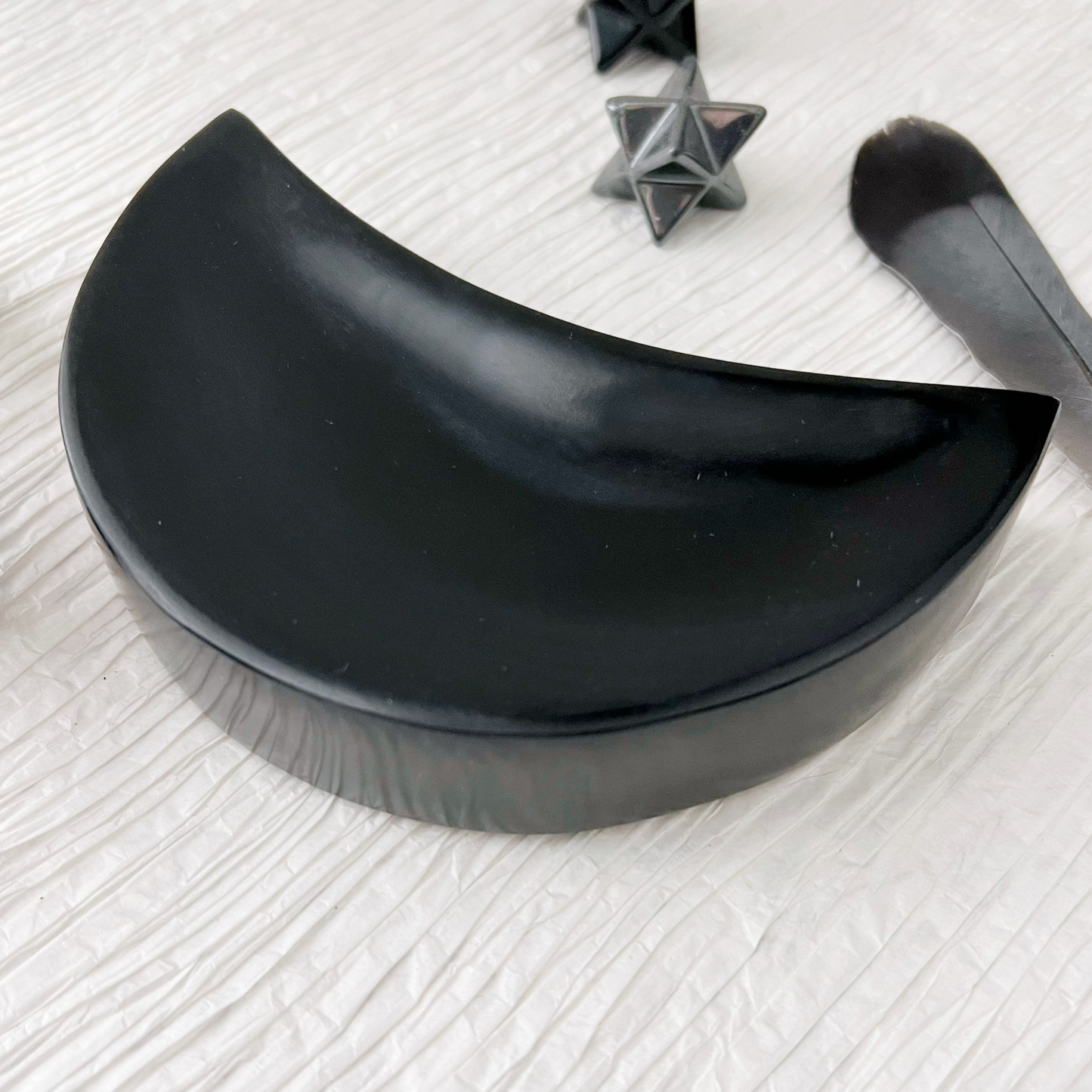 6" Black Soapstone Moon Bowl