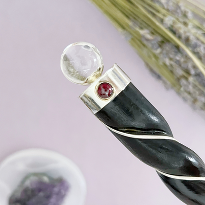 Twisted Rosewood & Quartz Healing Wand