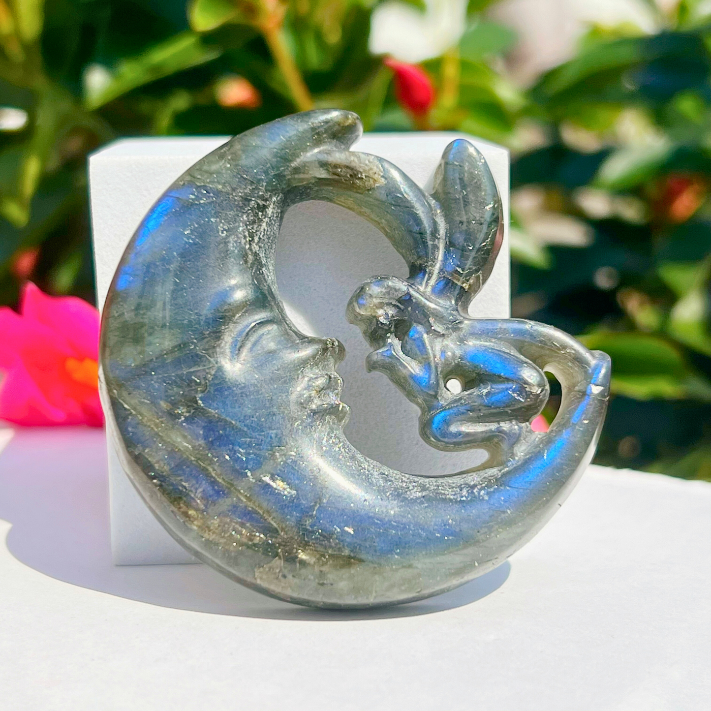 Labradorite Fairy Moon Carving