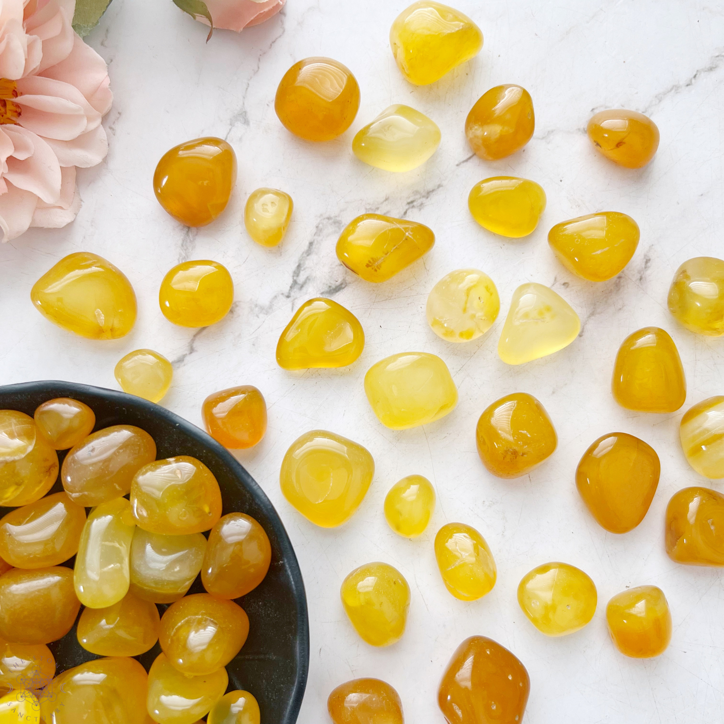 Yellow Honey Onyx Tumbled Stones