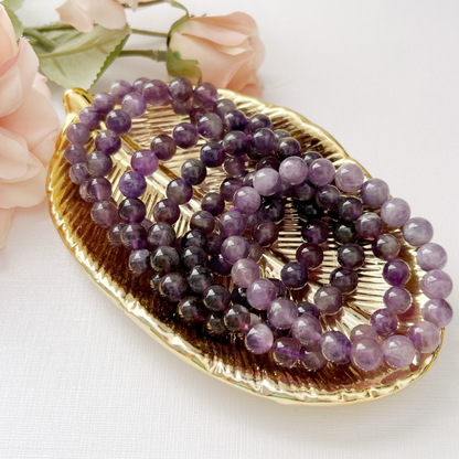 8mm Amethyst Beaded Bracelet