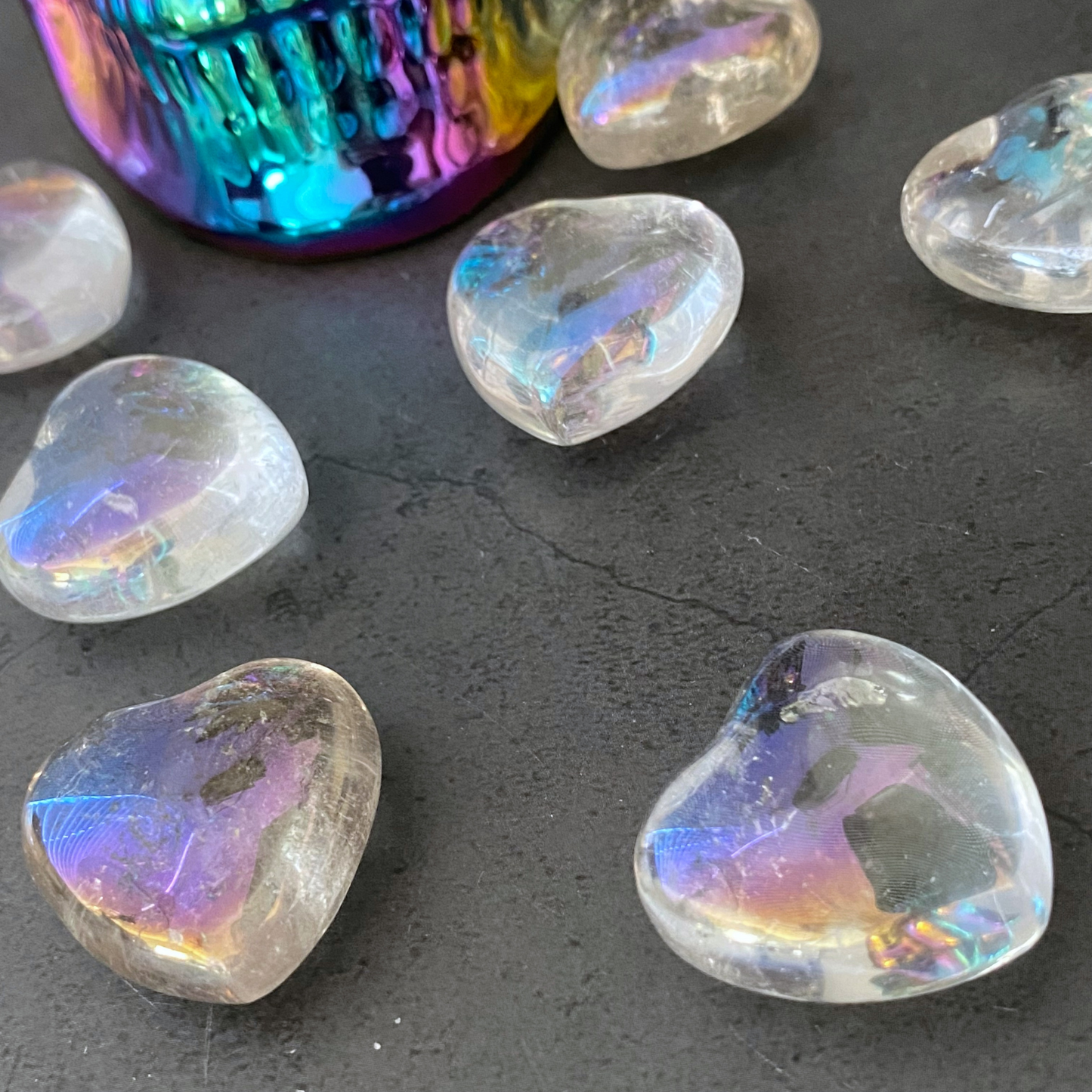 1" Mini Angel Aura Crystal Quartz Heart