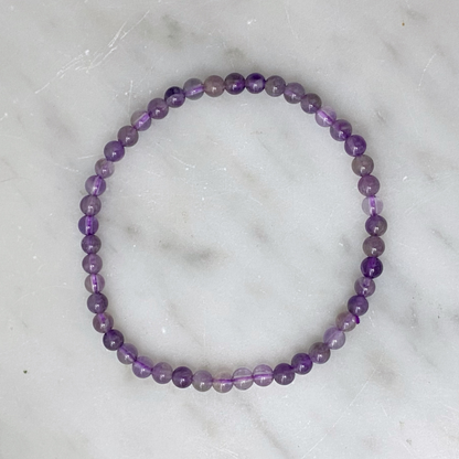 4mm Amethyst Beaded Bracelet