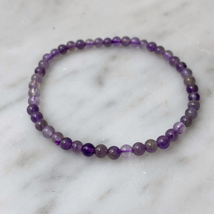 4mm Amethyst Beaded Bracelet