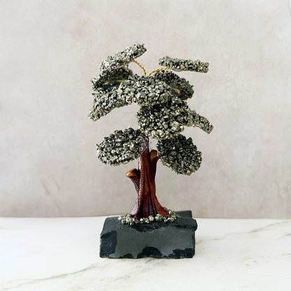 4.5" Pyrite Crystal Tree w/ Black Onyx Base