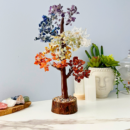 15" Seven Chakra Gemstone Tree