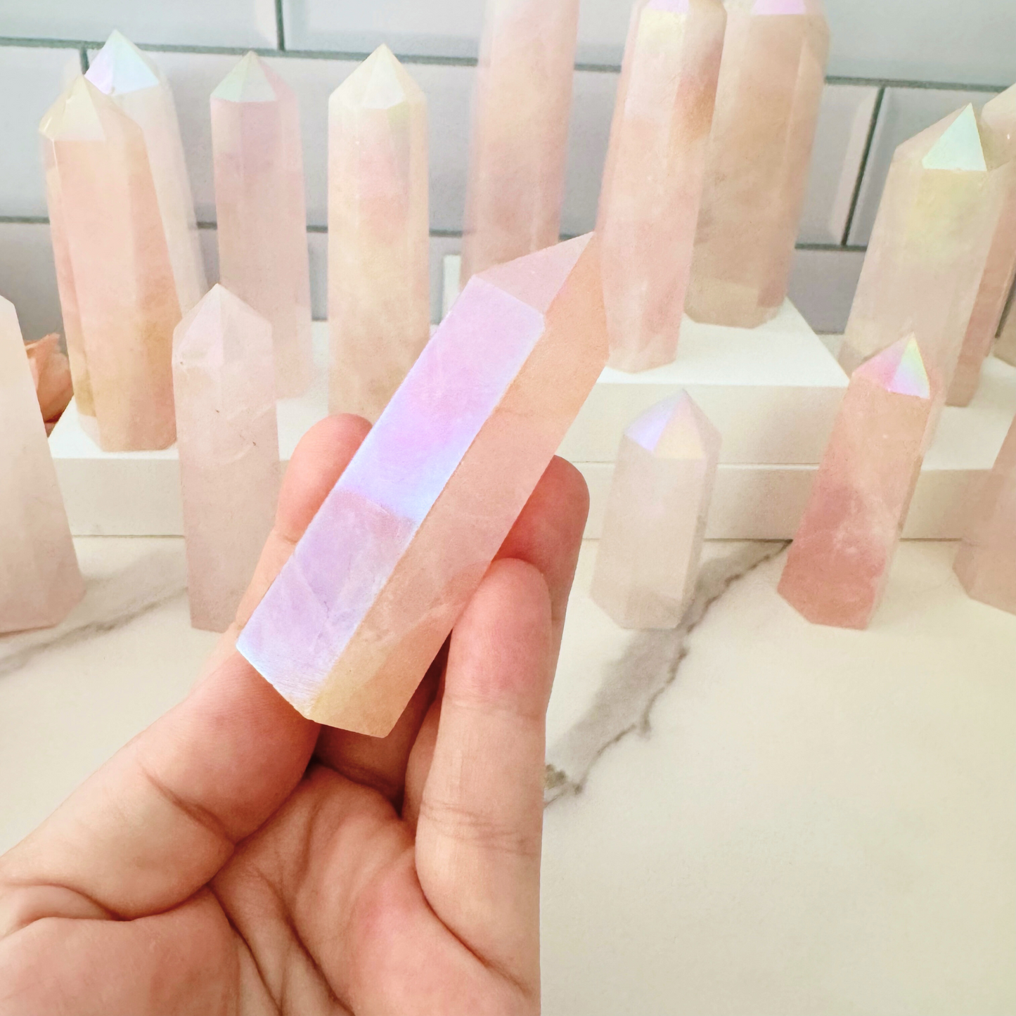 Angel Aura Rose Quartz Polished Point