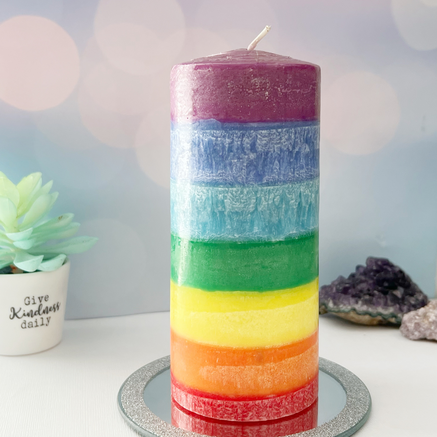 7 Layer Chakra Unscented Pillar Candle