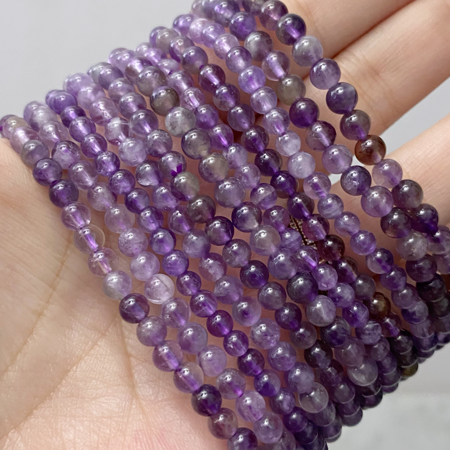 4mm Amethyst Beaded Bracelet