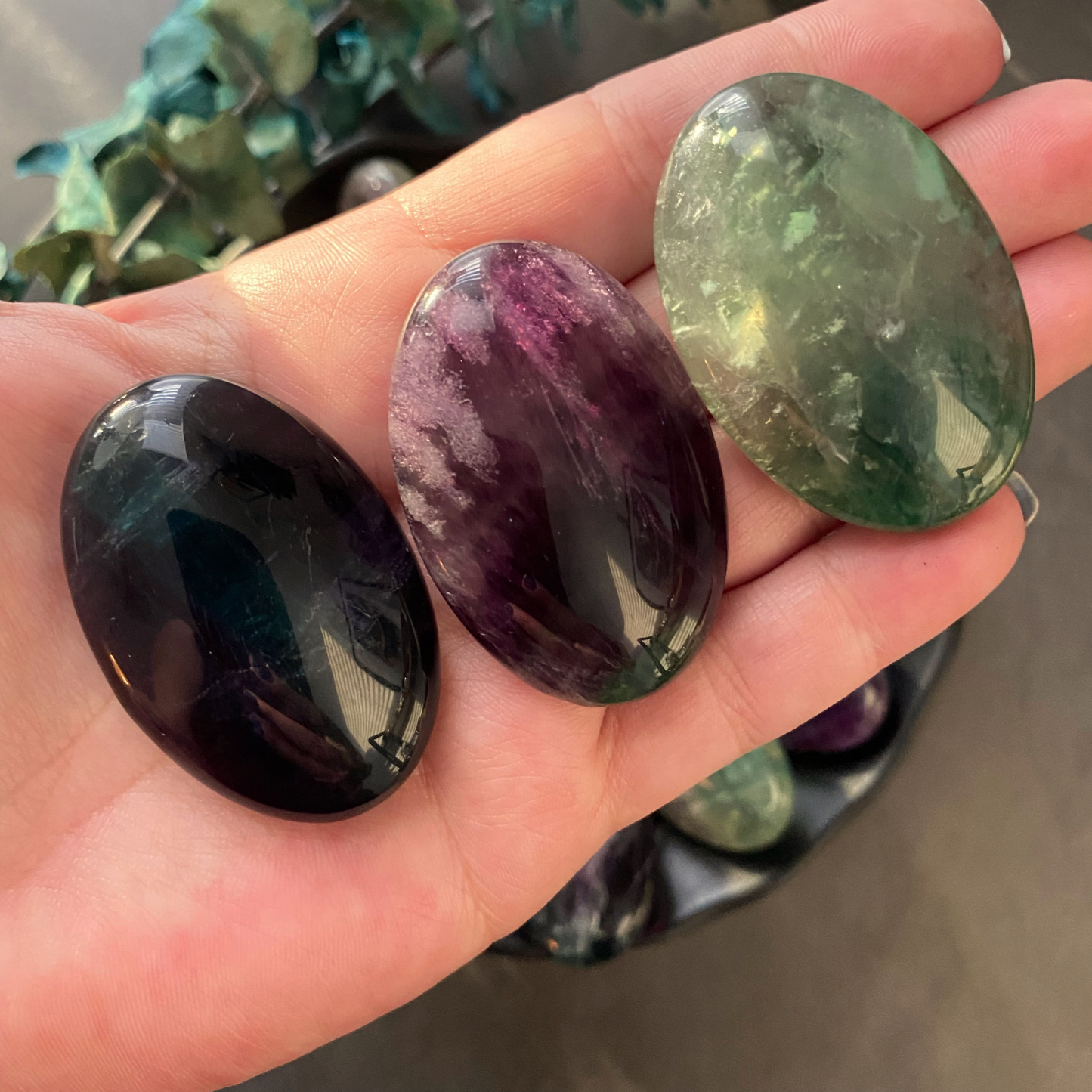 Rainbow Fluorite Palm Stone