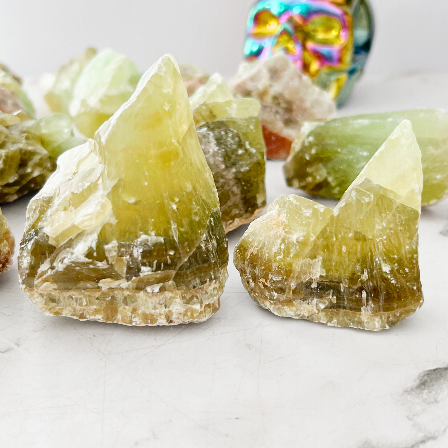 X-Large Raw Green Calcite Stones