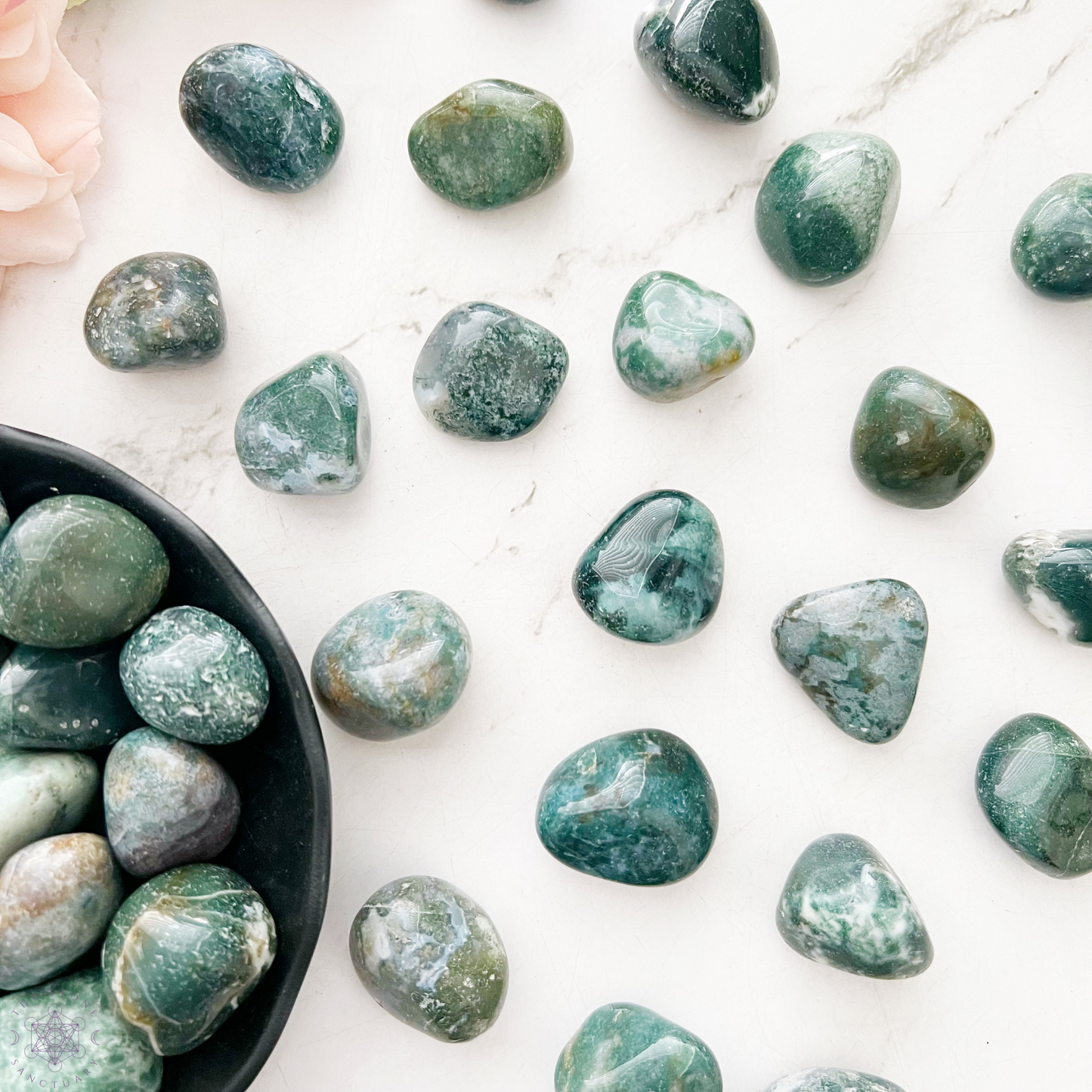 Green Moss Agate Tumbled Stones