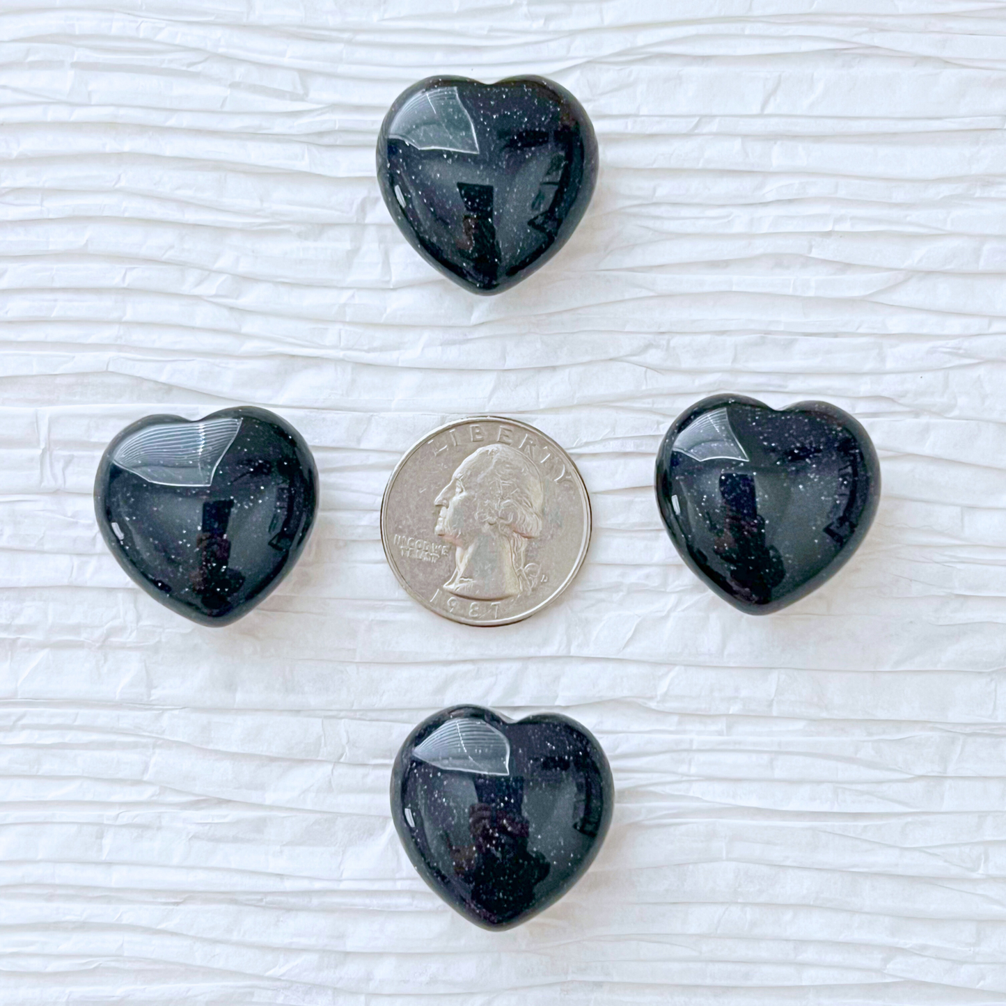 1" Mini Blue Goldstone Heart