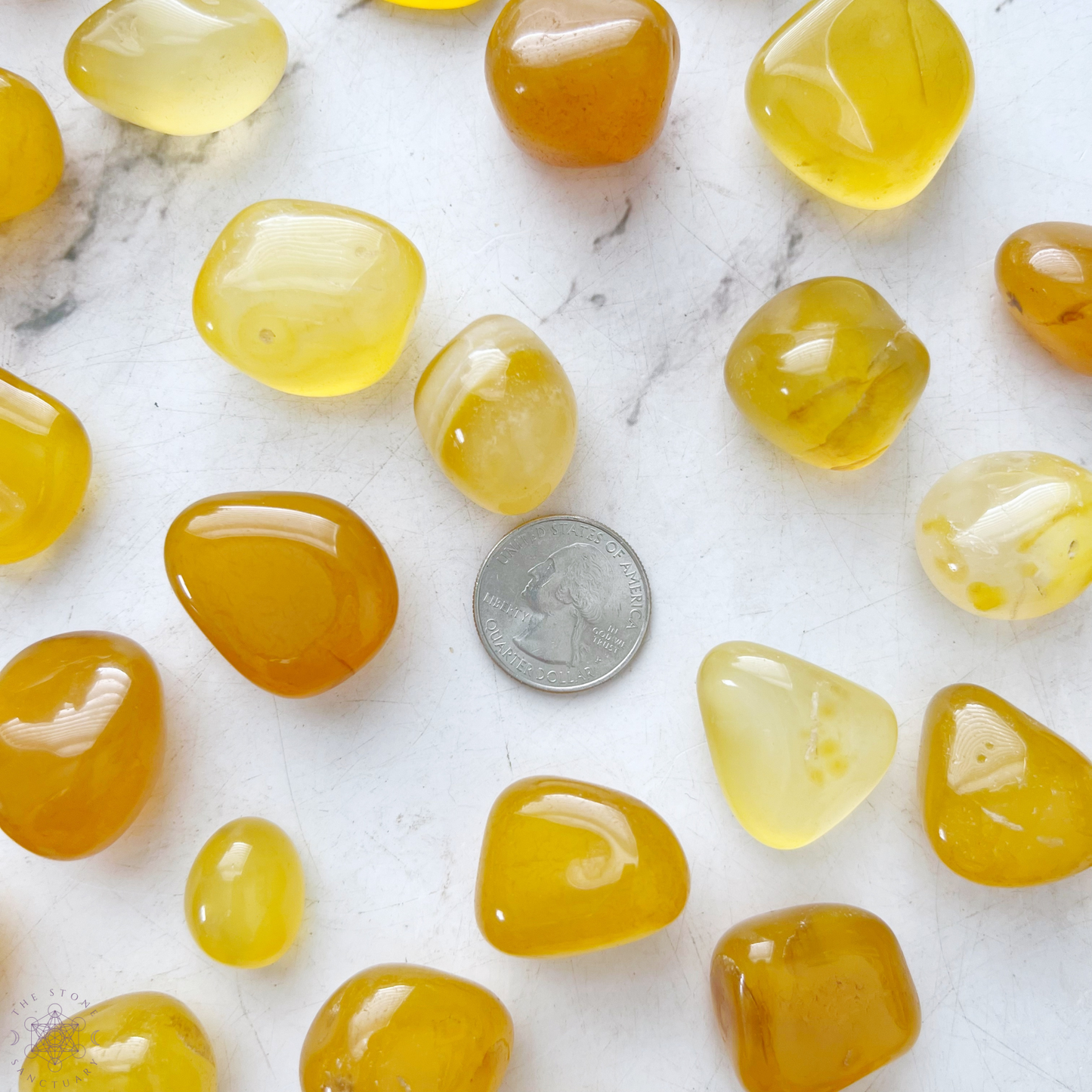 Yellow Honey Onyx Tumbled Stones