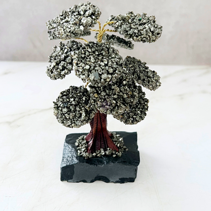 4.5" Pyrite Crystal Tree w/ Black Onyx Base