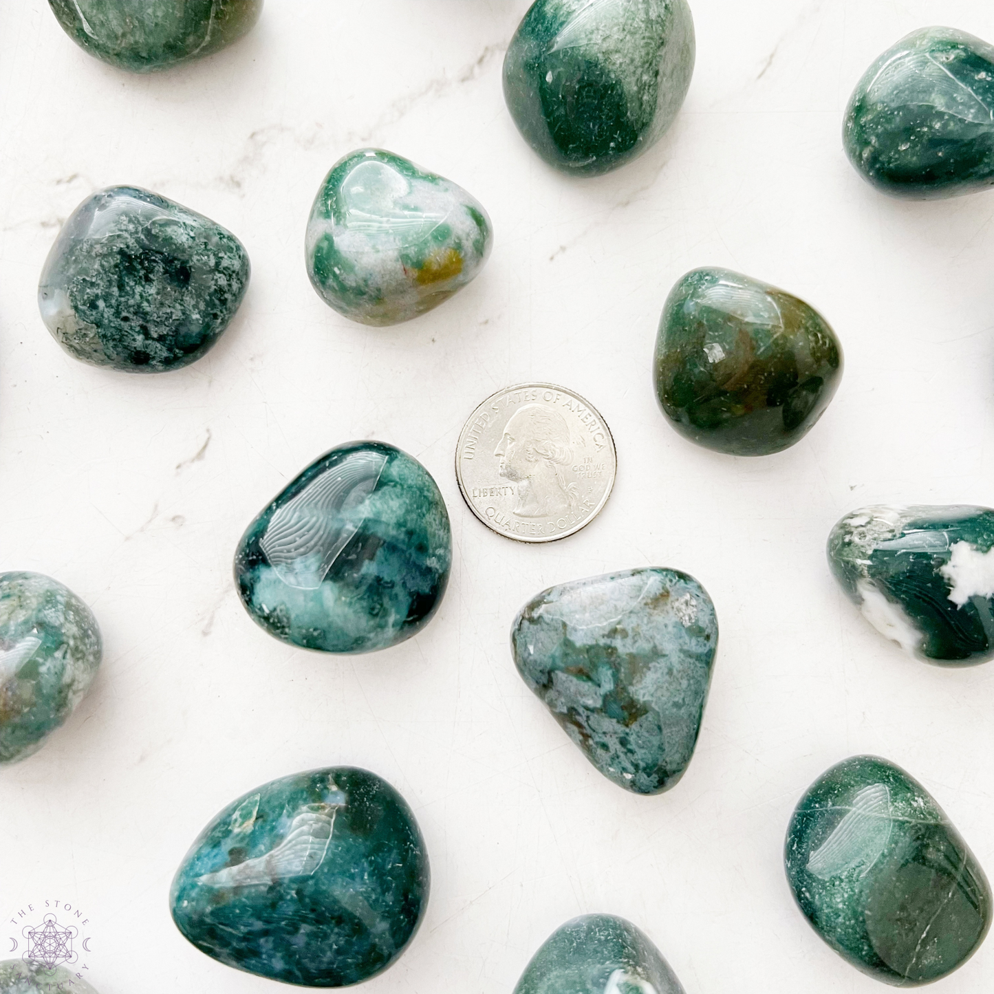 Green Moss Agate Tumbled Stones