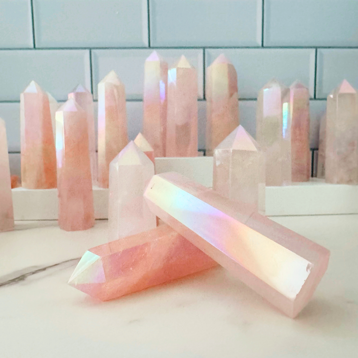 Angel Aura Rose Quartz Polished Point