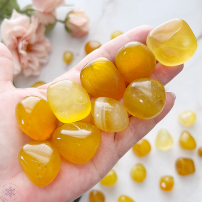 Yellow Honey Onyx Tumbled Stones