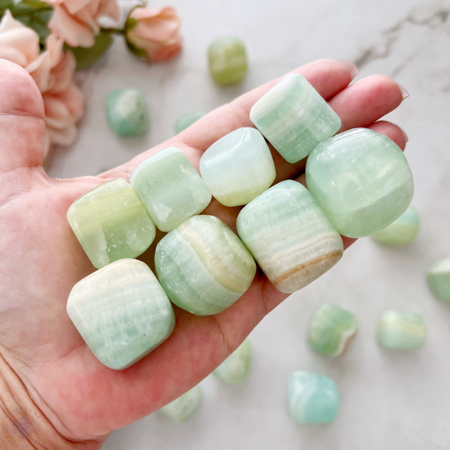 Pistachio Green Calcite Tumbled Stones