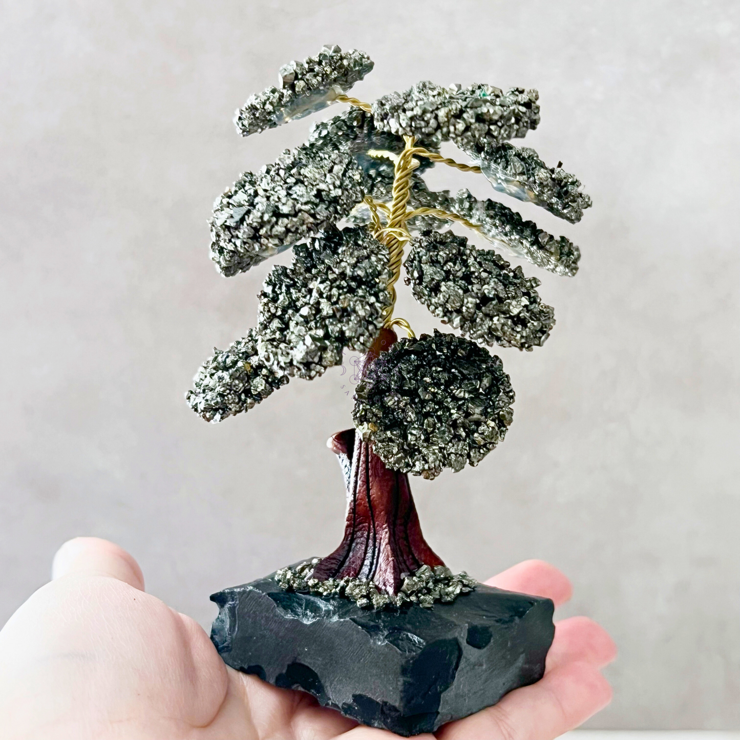 4.5" Pyrite Crystal Tree w/ Black Onyx Base