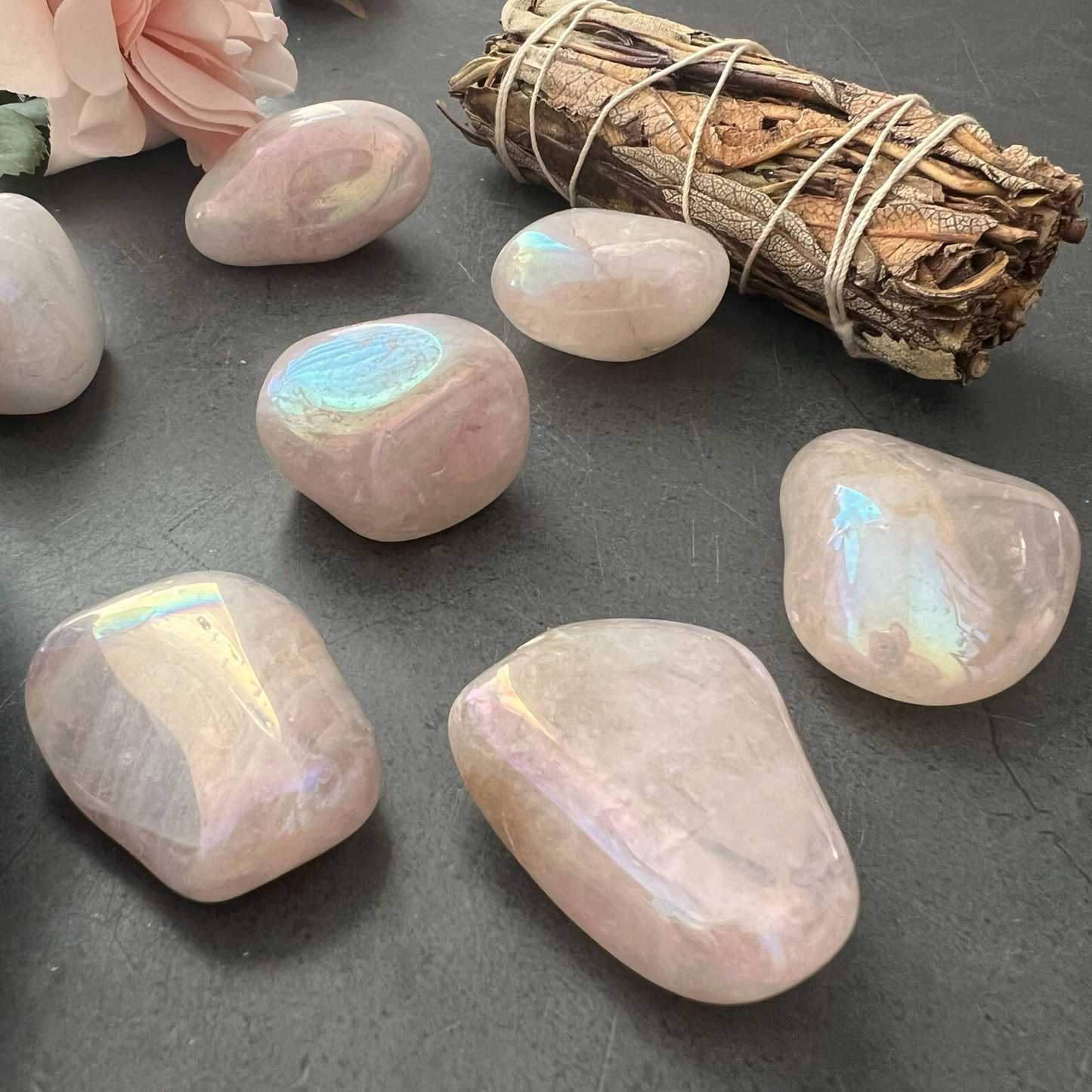 Angel Aura Rose Quartz Tumbled Stones