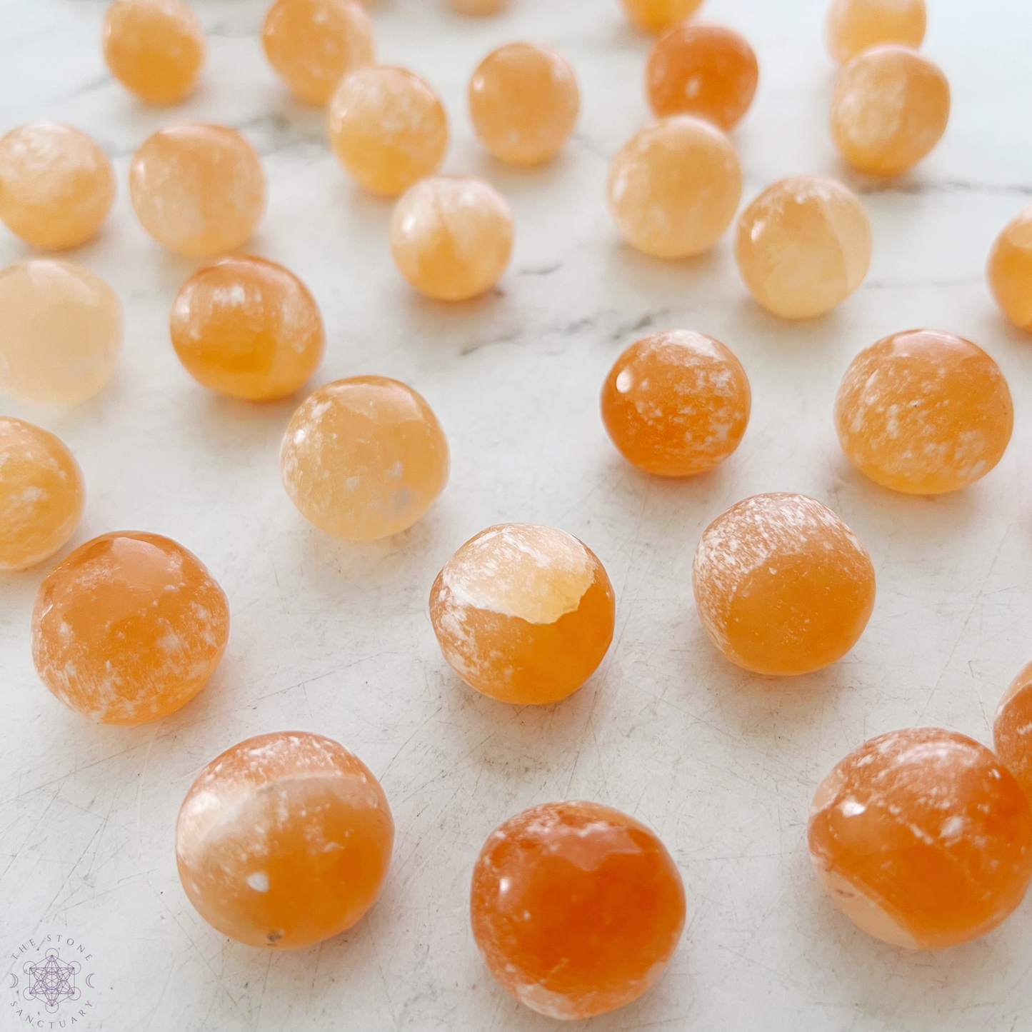 Orange Selenite Tumbled Sphere Stones