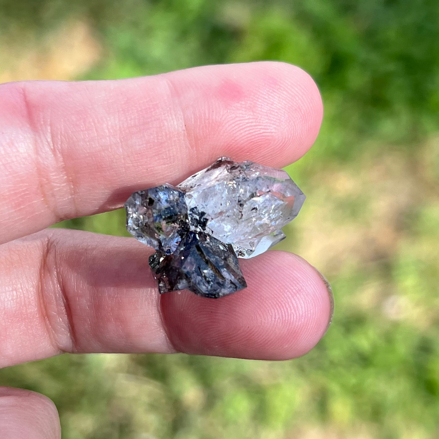 .72" Raw Herkimer Diamond Cluster with Hydrocarbon Anthraxolite