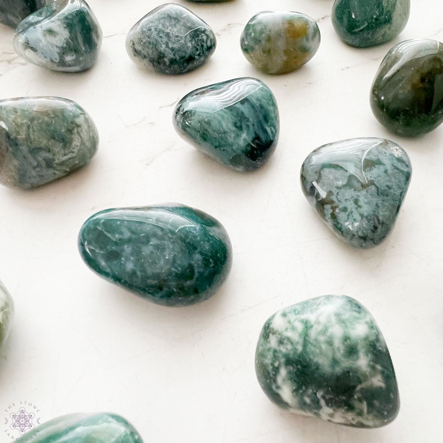 Green Moss Agate Tumbled Stones