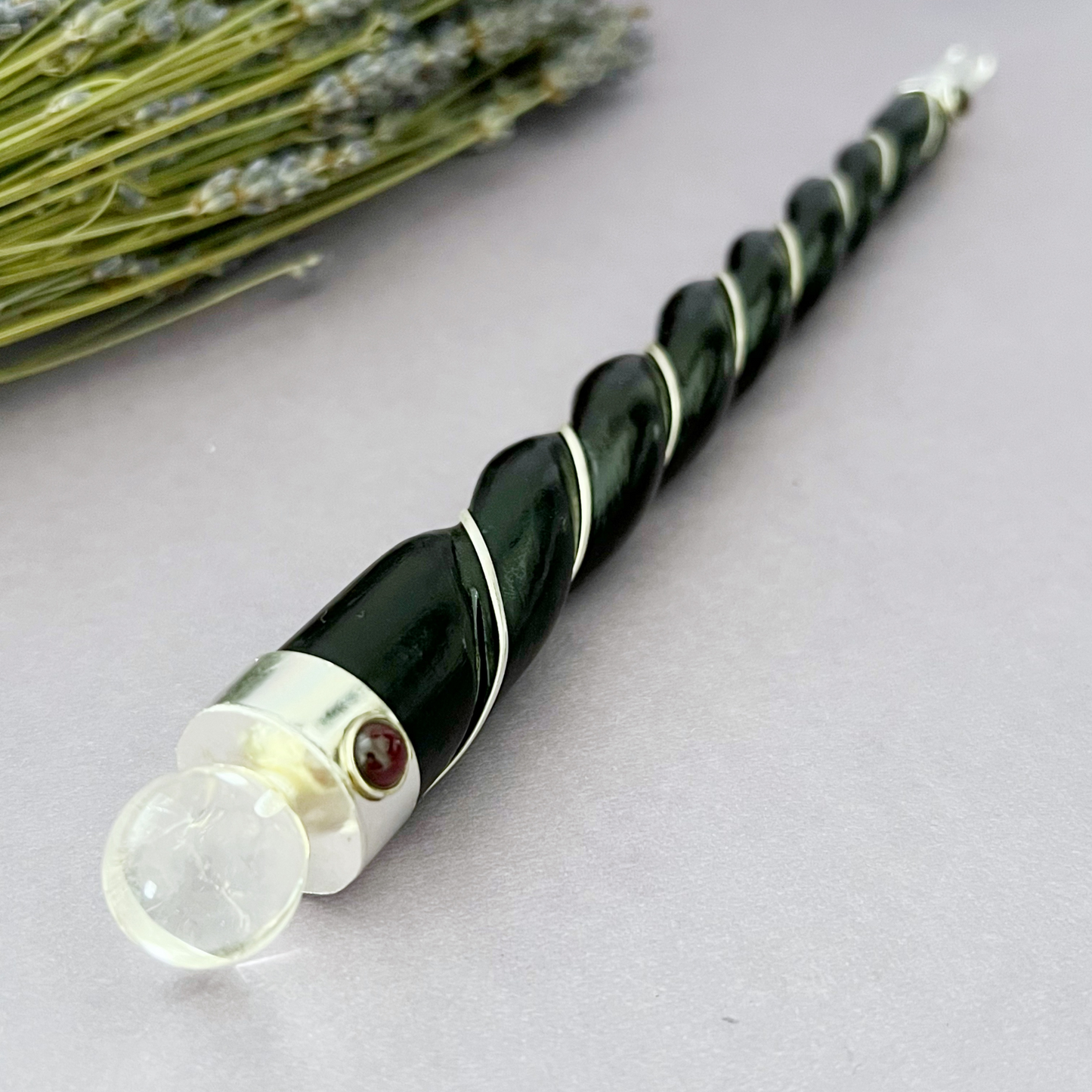 Twisted Rosewood & Quartz Healing Wand