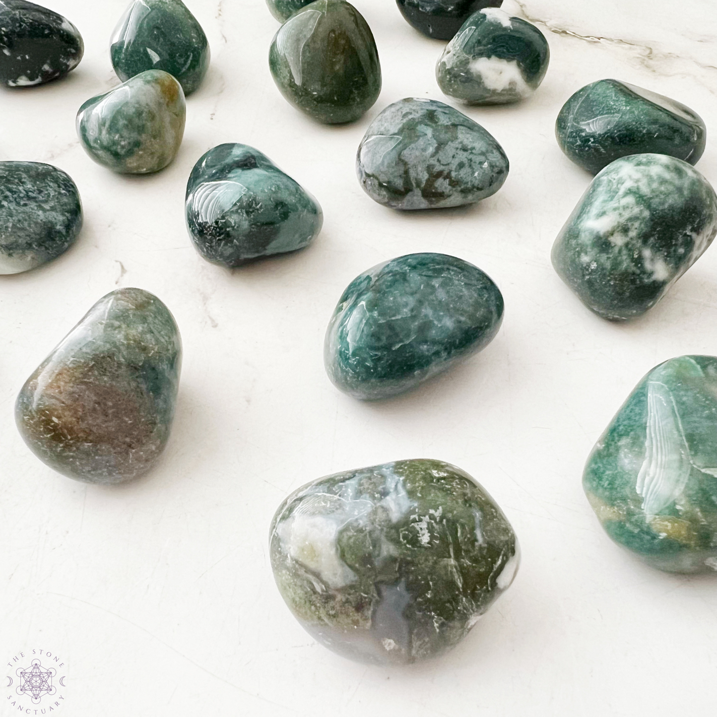 Green Moss Agate Tumbled Stones