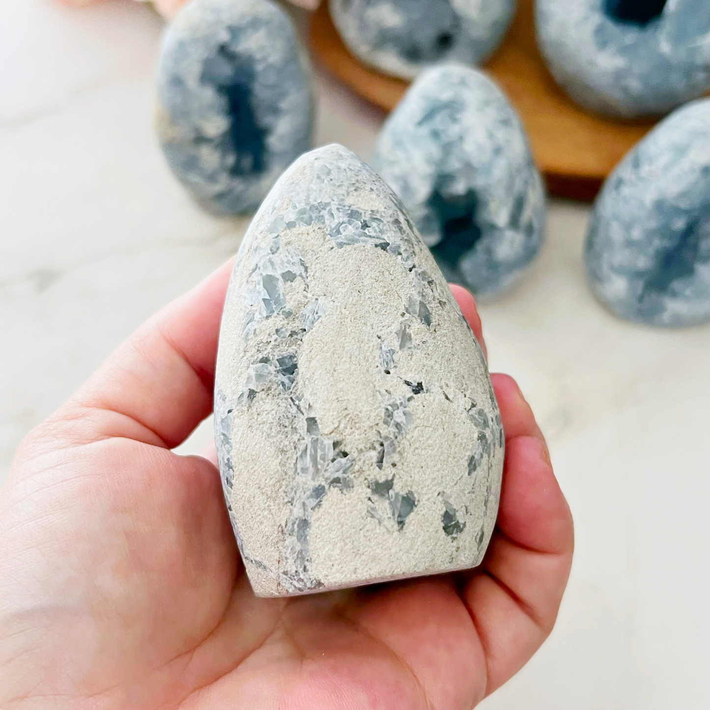 Standing Celestite Cluster Geode Eggs