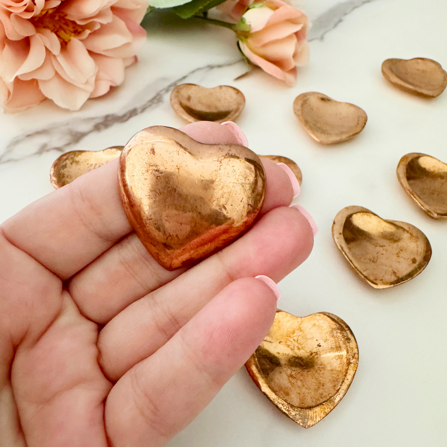 Copper Heart Worry Stones